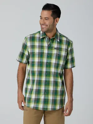 Men's Eco-Friendly Plaid Short Sleeve Camp Shirt Amethyst Forest