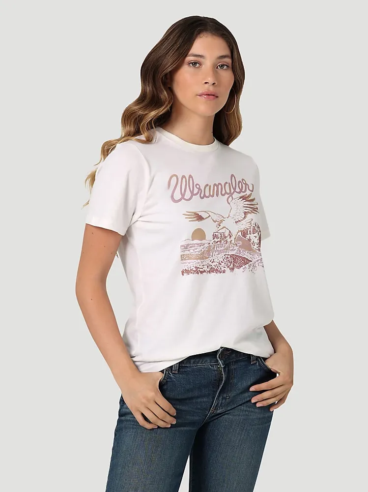 Women's Wrangler Western Graphic Reg Fit Tee Marshmallow Heather