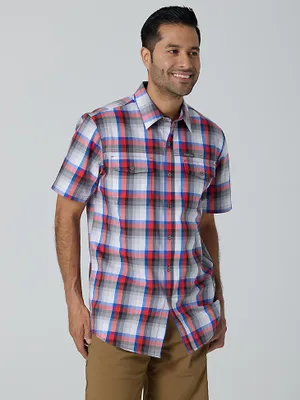 Men's Eco-Friendly Plaid Short Sleeve Camp Shirt Amethyst City