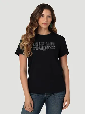 Women's Wrangler Long Live Cowboys Reg Fit Tee Jet Black