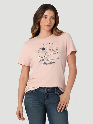 Women's Wrangler Western Graphic Reg Fit Tee Peach Whip Heather