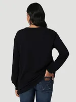 Women's Wrangler Wavy Sky Long Sleeve Boyfriend Tee Jet Black