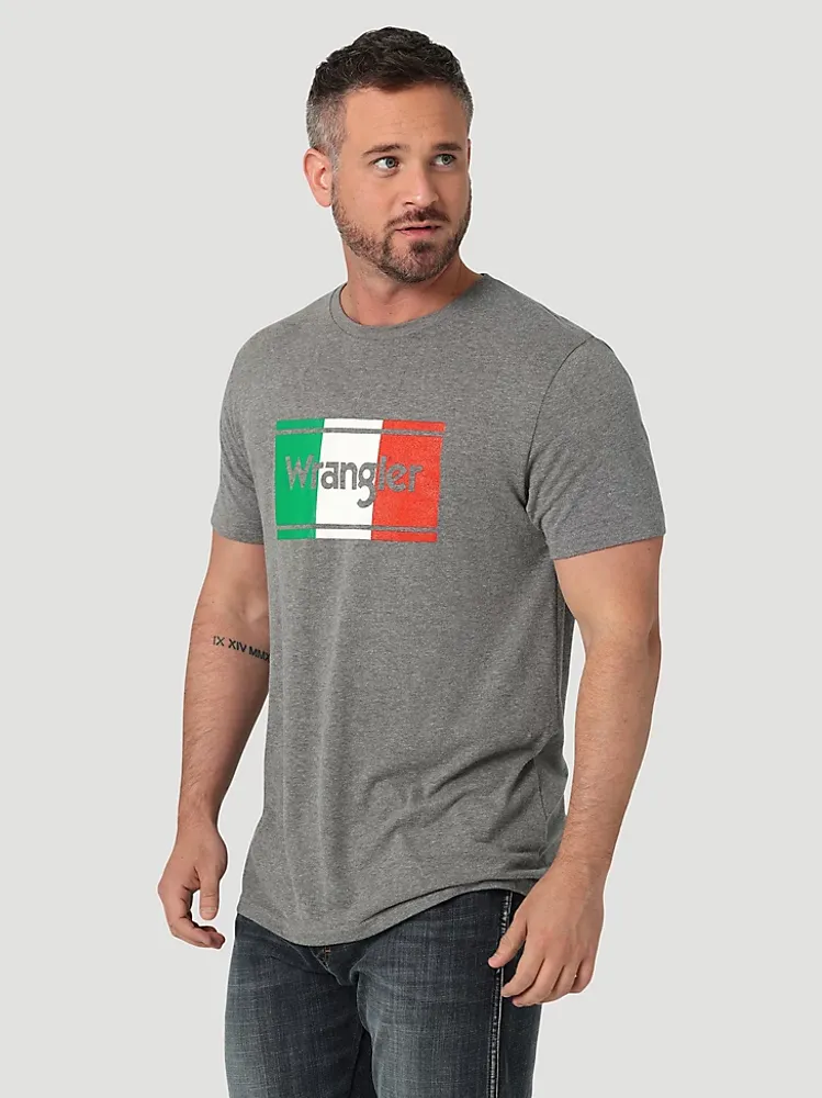 Wrangler Mexico Flag Logo T-Shirt Graphite Heather