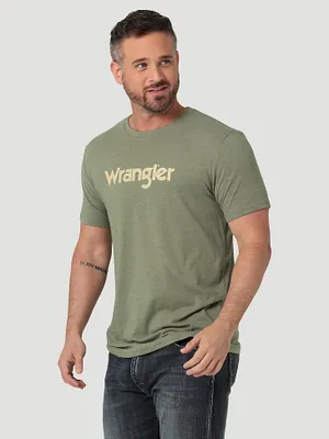 Men's Wrangler Kabel Logo T-Shirt Lichen Green Heather