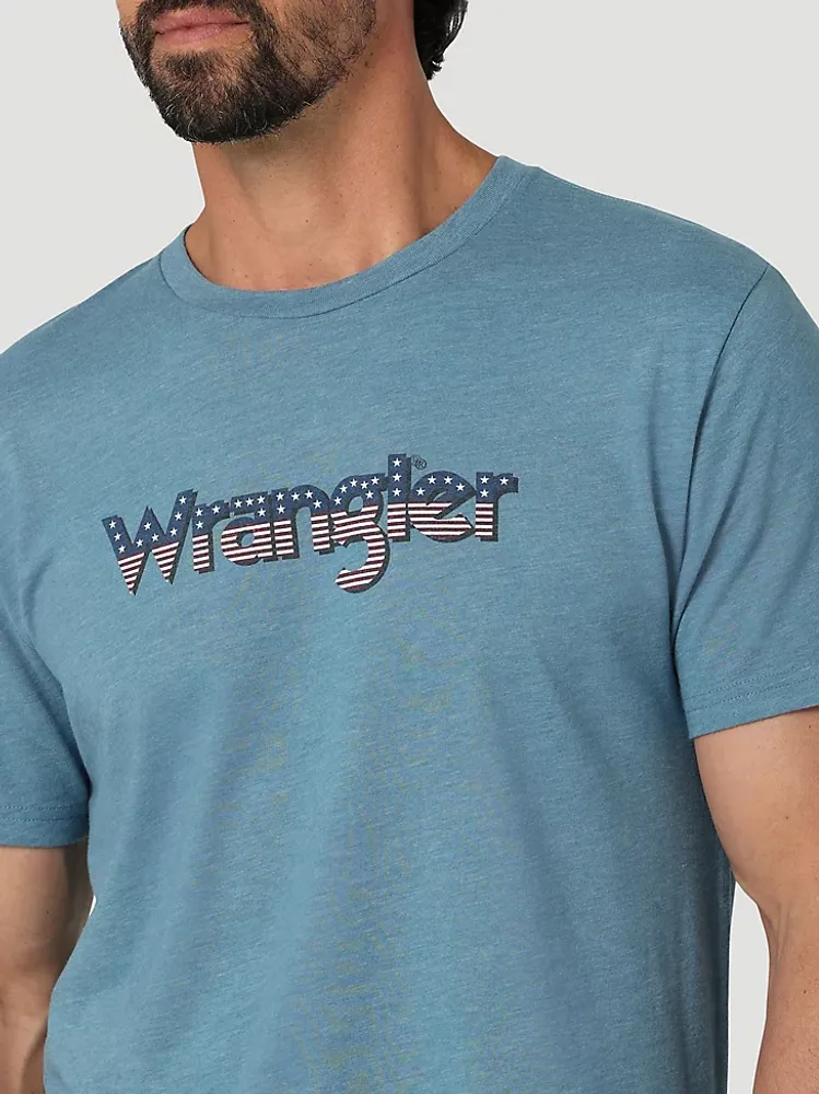 Men's Wrangler® USA Kabel T-Shirt Medium Blue Heather