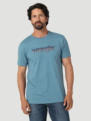 Men's Wrangler® USA Kabel T-Shirt Medium Blue Heather