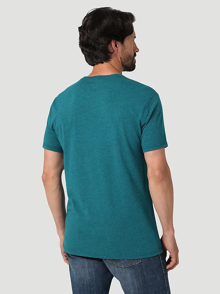 Men's Wrangler Southwestern Emblem Graphic T-Shirt Cyan Pepper Heather