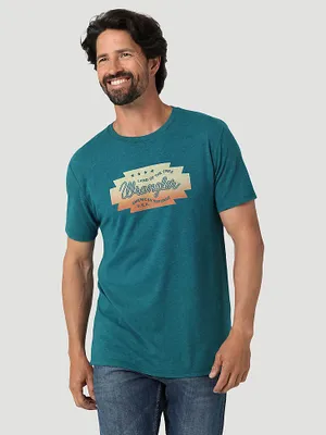 Men's Wrangler Southwestern Emblem Graphic T-Shirt Cyan Pepper Heather