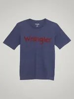 Boy's Wrangler Kabel Logo T-Shirt Denim Heather