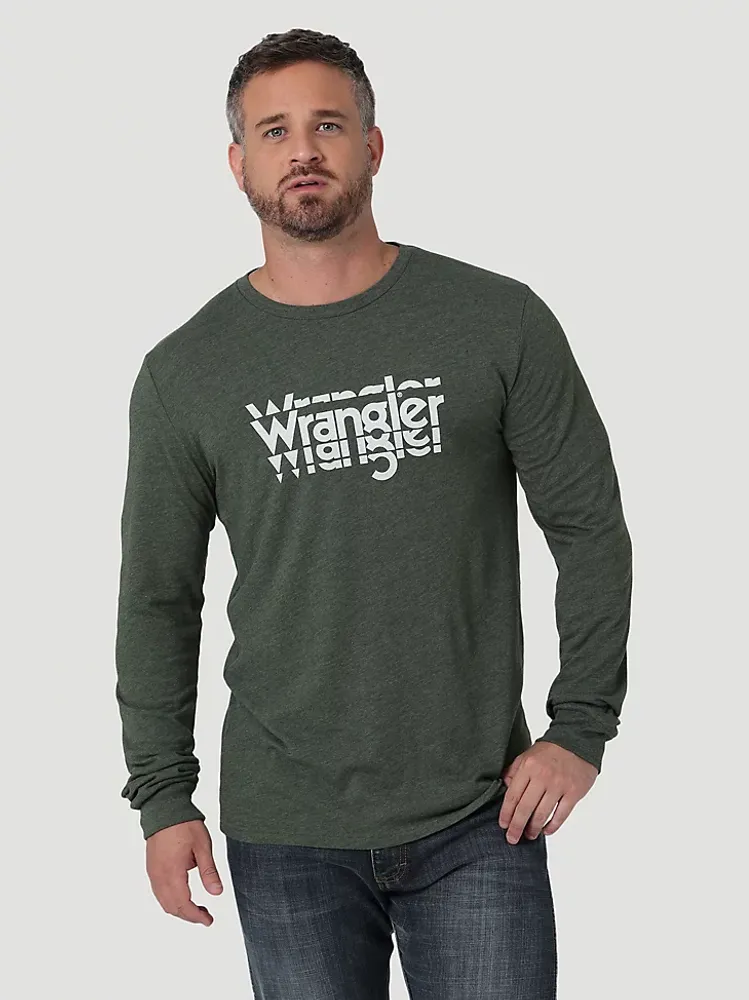 Men's Wrangler Long Sleeve Front Graphic T-Shirt Black Forest Heather