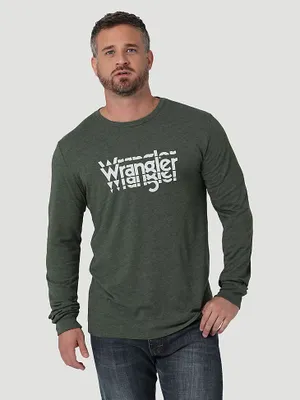 Men's Wrangler Long Sleeve Front Graphic T-Shirt Black Forest Heather