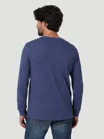 Men's Wrangler Long Sleeve Front Graphic T-Shirt Denim Heather