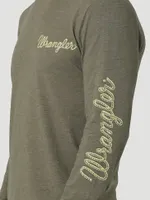 Men's Long Sleeve Rope Arm Logo Graphic T-Shirt Burnt Olive Heather