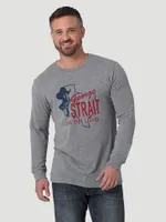 Men's George Strait Long Sleeve Graphic T-Shirt Graphite Heather