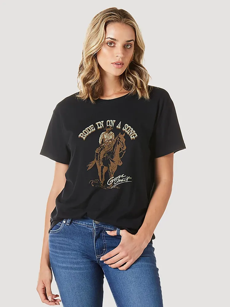 Women's Wrangler® George Strait Boyfriend Graphic Tee Jet Black