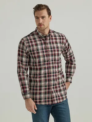Wrangler Rugged Wear® Long Sleeve Easy Care Plaid Button-Down Shirt Abyss