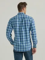 Wrangler Rugged Wear® Long Sleeve Wrinkle Resist Plaid Button-Down Shirt Teal