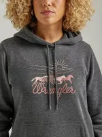 Women's Wrangler Horse Stampede Hoodie Caviar Heather