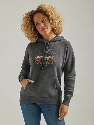 Women's Wrangler Horse Stampede Hoodie Caviar Heather