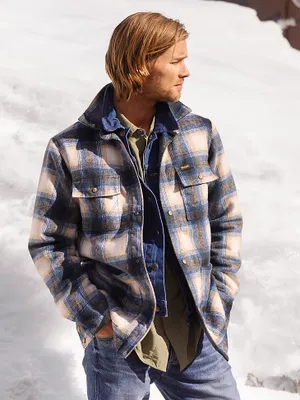 Men's Wrangler Quilt Lined Flannel Shirt Jacket Tannin