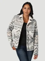 Women's Wrangler® Sherpa Lined Southwestern Barn Jacket Smoky Grey