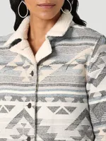 Women's Wrangler® Sherpa Lined Southwestern Barn Jacket Smoky Grey