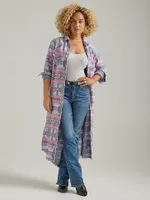 Women's Wrangler Jacquard Western Snap Duster Dress Pink Multi