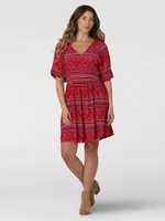 Women's Wrangler Peasant Sleeve Dress Biking Red