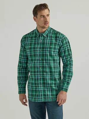 Wrangler Rugged Wear® Long Sleeve Easy Care Plaid Button-Down Shirt Kelly Green