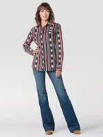 Women's Wrangler Retro® Long Sleeve Stripe Western Snap Top Checotah