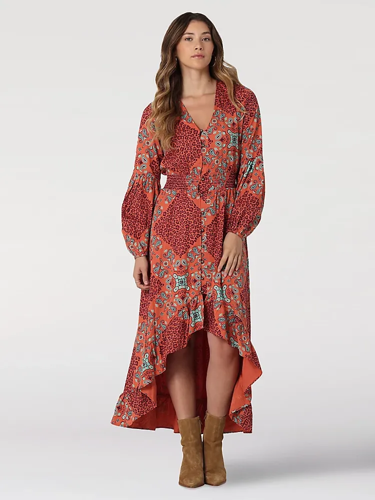 Women's Wrangler Boho High-Low Hem Midi Dress Ginger Spice