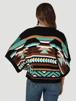 Womens Wrangler Draped Sleeve Boxy Poncho Sweater:Black Beauty:L/XL