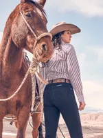 Women's Wrangler All Occasion Western Snap Shirt Red Stripe