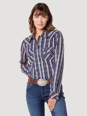 Women's Wrangler All Occasion Western Snap Shirt Pageant Blue