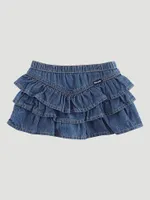 Little Girl's Pull On Ruffle Denim Skirt Blue