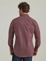 Men's Wrangler® FR Flame Resistant Long Sleeve Western Snap Plaid Shirt Tawny Port