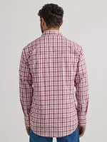 Men's Wrinkle Resist Long Sleeve Western Snap Plaid Shirt Red Standard