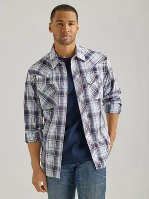 Men's Wrangler Retro® Long Sleeve Sawtooth Snap Pocket Western Shirt Plaid