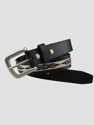 Women's Wrangler® Leather Embroidered Belt Black