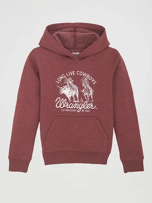 Boy's Wrangler Long Live Cowboys Pullover Hoodie Burgundy Heather