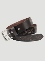 Men's Boot Stitch Leather Belt Brown