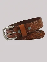 Men's Pattern Embossed Leather Belt Tan