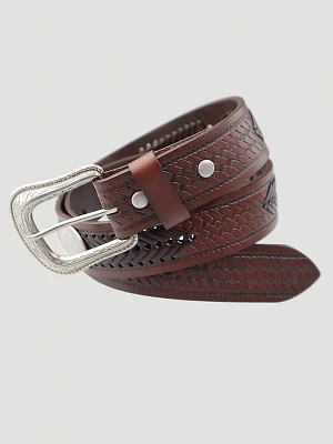 Men's Basket Weave Conchos Belt Brown