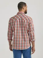 Men's Long Sleeve Fashion Western Snap Plaid Shirt Cider Orange