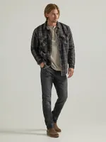 Men's Heavyweight Sherpa Lined Plaid Shirt Jacket Raven Black