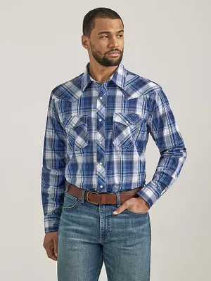 Men's 20X® Competition Advanced Comfort Long Sleeve Two Pocket Western Snap Shirt Midnight Plaid