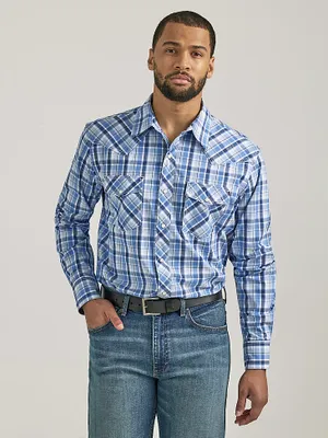 Men's 20X® Competition Advanced Comfort Long Sleeve Two Pocket Western Snap Shirt Sky Plaid