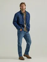 Men's Heavyweight Sherpa Lined Denim Shirt Jacket Dark Indigo