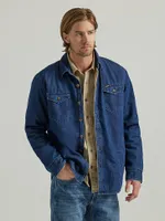 Men's Heavyweight Sherpa Lined Denim Shirt Jacket Dark Indigo