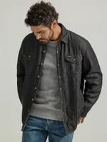 Men's Heavyweight Sherpa Lined Denim Shirt Jacket Black